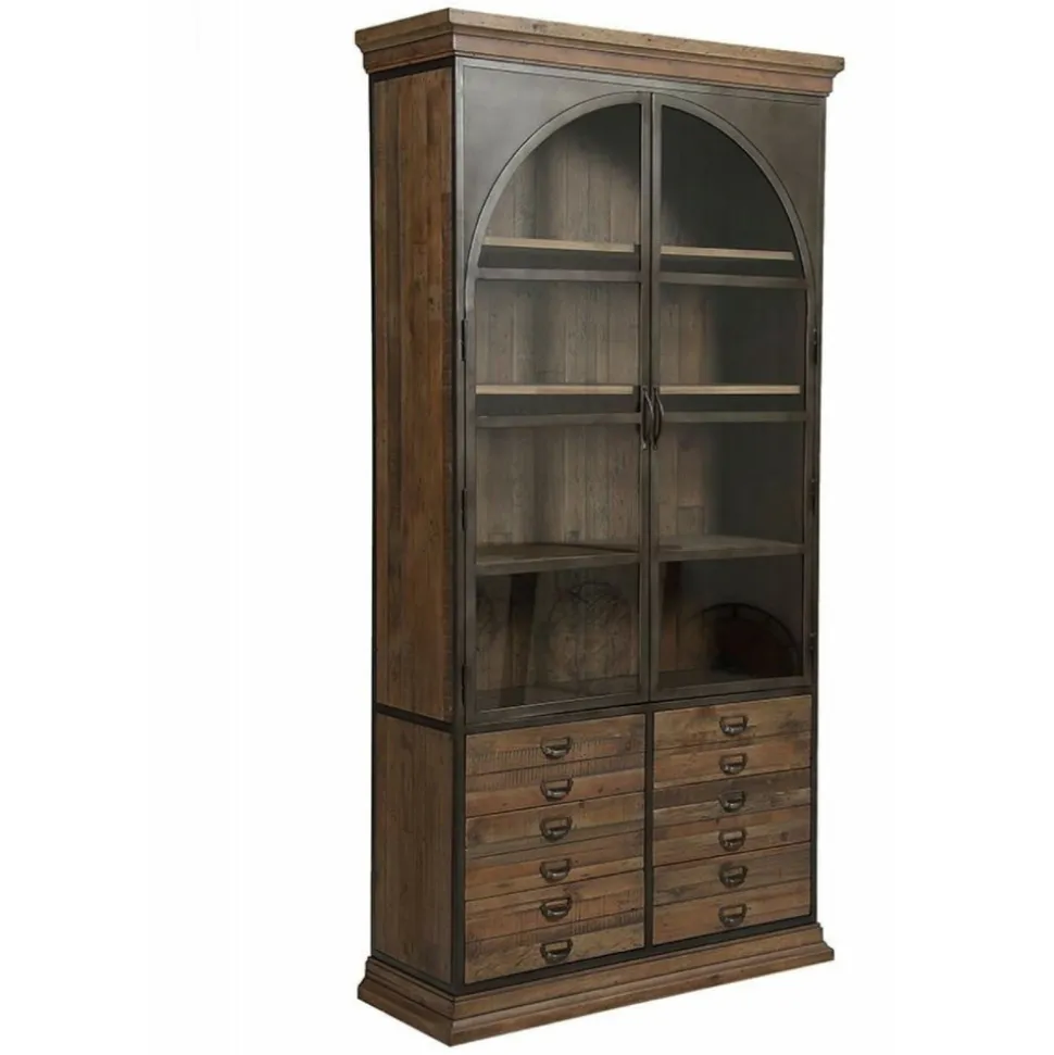 INTERIOR'S - Bibliothèque vitrée 2 portes bois marron - manufacture interior's