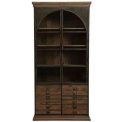 INTERIOR'S - Bibliothèque vitrée 2 portes bois marron - manufacture interior's