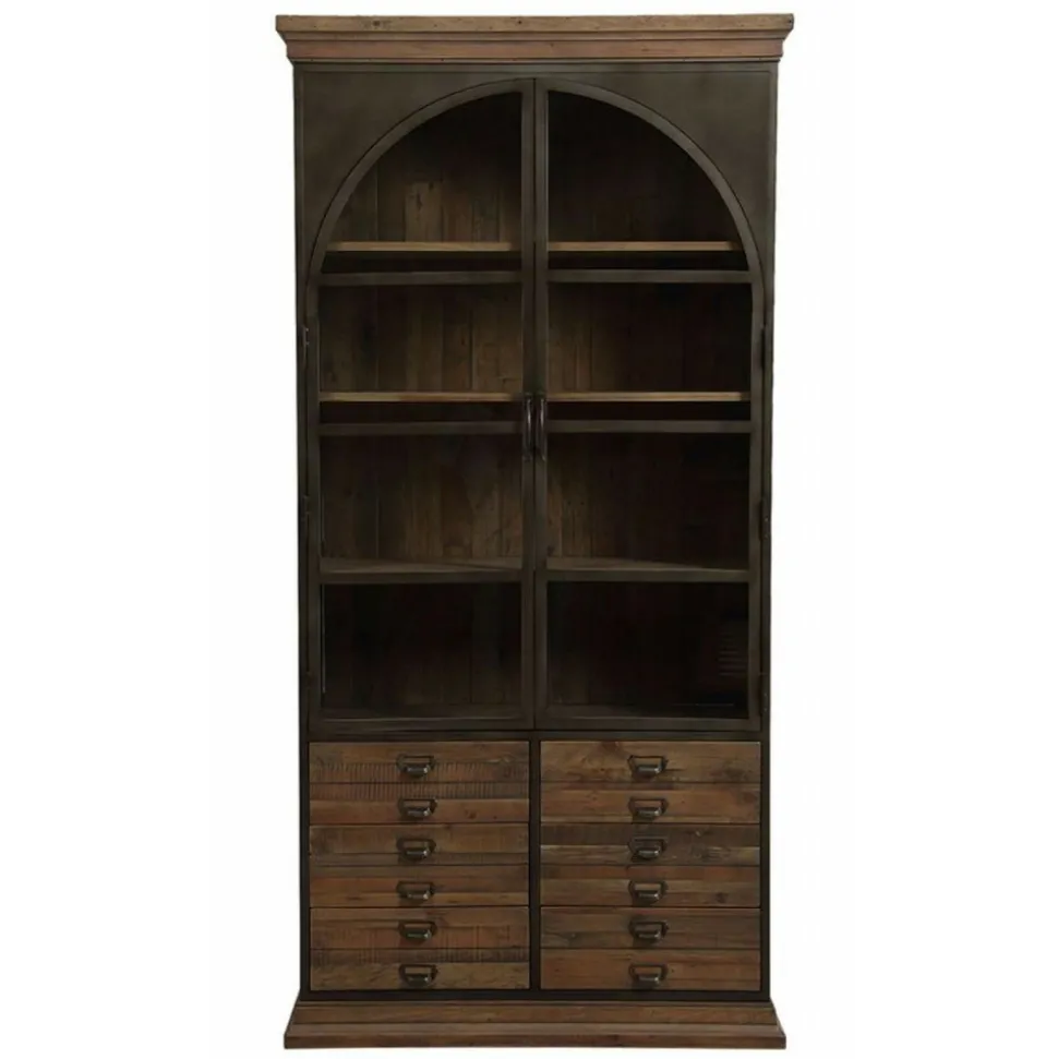 INTERIOR'S - Bibliothèque vitrée 2 portes bois marron - manufacture interior's