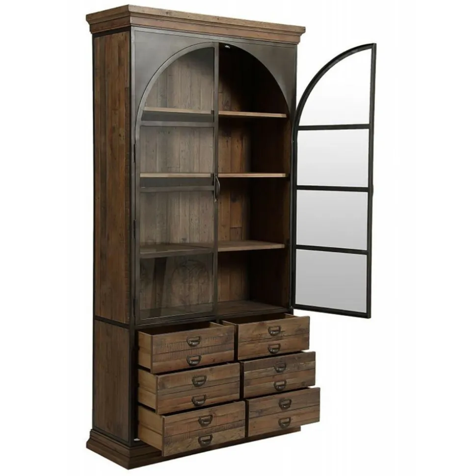 INTERIOR'S - Bibliothèque vitrée 2 portes bois marron - manufacture interior's