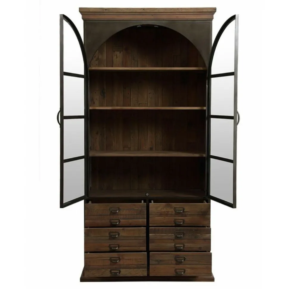 INTERIOR'S - Bibliothèque vitrée 2 portes bois marron - manufacture interior's