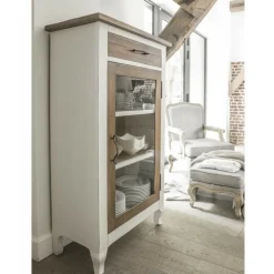 INTERIOR'S - Bibus 1 porte vitrée bois blanc - provence interior's