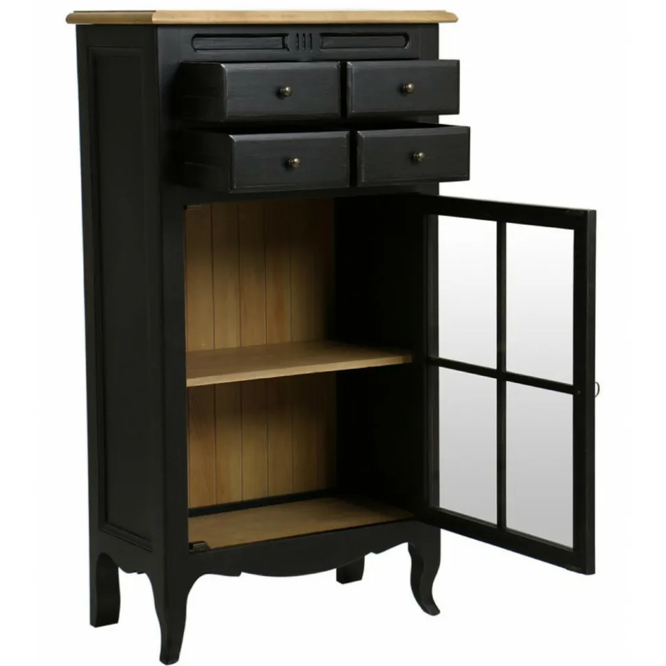 INTERIOR'S - Bibus 1 porte vitrée bois noir - manoir interior's