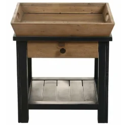 INTERIOR'S - Bout de canapé 1 tiroir bois bleu - rivages interior's