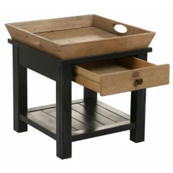 INTERIOR'S - Bout de canapé 1 tiroir bois bleu - rivages interior's