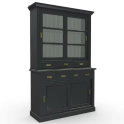 INTERIOR'S - Buffet 2 portes vitrées mdf noir - rhode island interior's