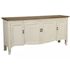 INTERIOR'S - Buffet bas 4 portes 1 tiroir bois blanc - manoir interior's