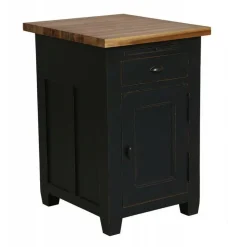 INTERIOR'S - Buffet bas 1 porte 1 tiroir bois noir - brocante interior's