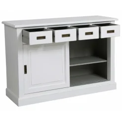 INTERIOR'S - Buffet bas 2 portes 4 tiroirs supérieurs mdf blanc - rhode island interior's