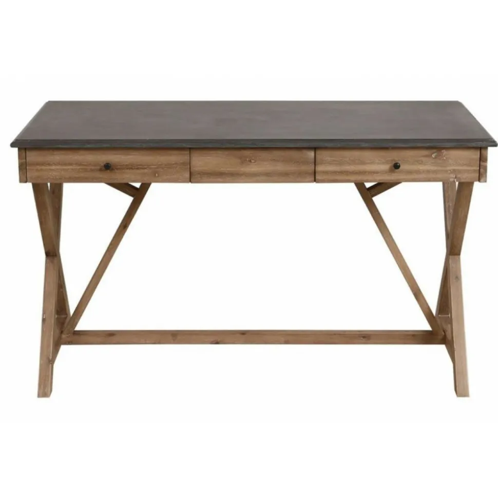 INTERIOR'S - Bureau 3 tiroirs bois gris - horizon interior's