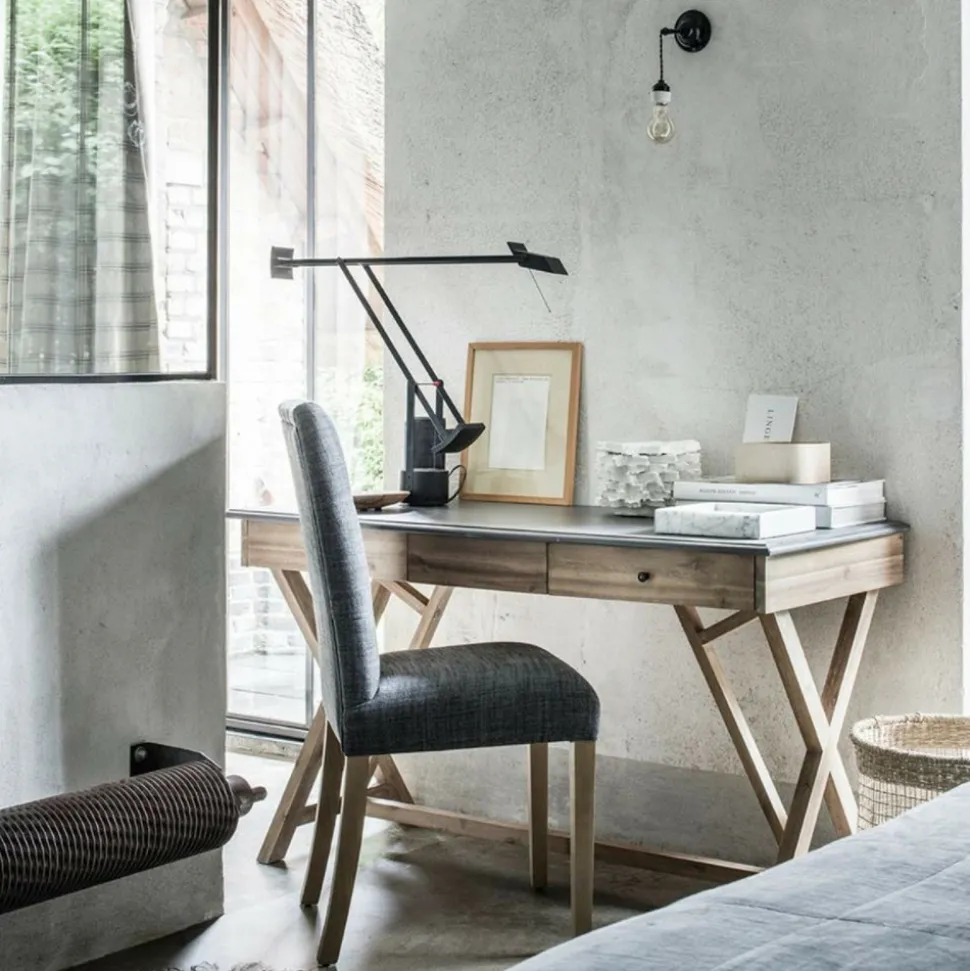 INTERIOR'S - Bureau 3 tiroirs bois gris - horizon interior's