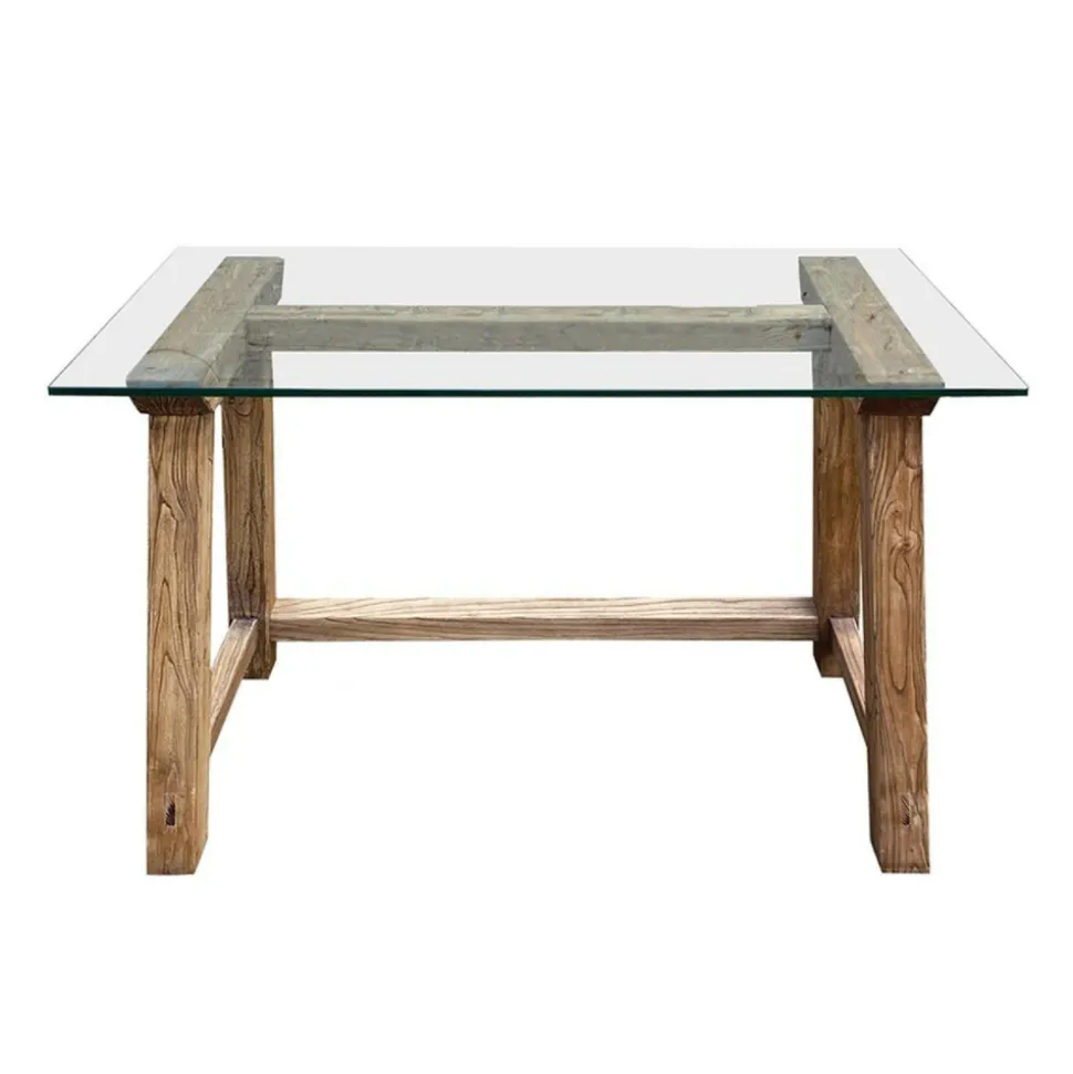 INTERIOR'S - Bureau plateau en verre bois marron - origine interior's