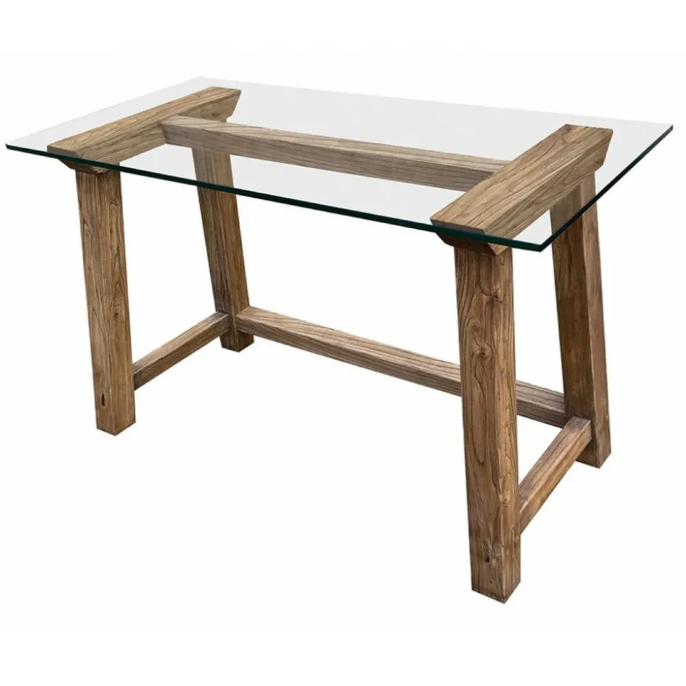 INTERIOR'S - Bureau plateau en verre bois marron - origine interior's