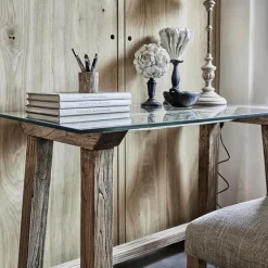 INTERIOR'S - Bureau plateau en verre bois marron - origine interior's