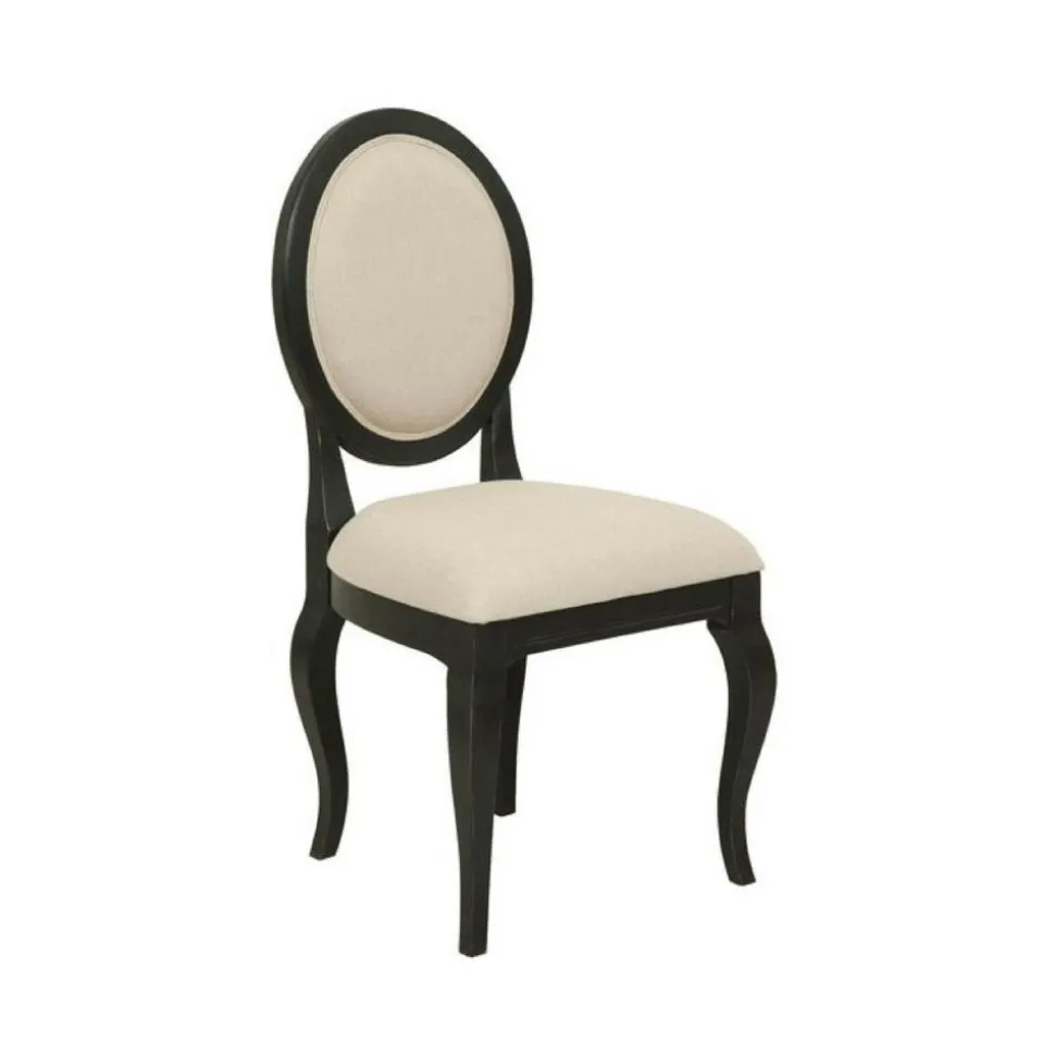 INTERIOR'S - Chaise médaillon bois noir - manoir interior's