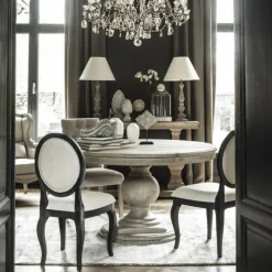 INTERIOR'S - Chaise médaillon bois noir - manoir interior's