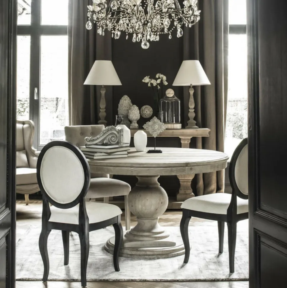 INTERIOR'S - Chaise médaillon bois noir - manoir interior's