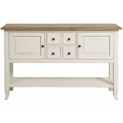 INTERIOR'S - Console d'entrée 4 tiroirs 2 portes bois blanc - manoir interior's