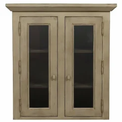 INTERIOR'S - Haut de buffet 2 portes vitrées bois beige - brocante interior's