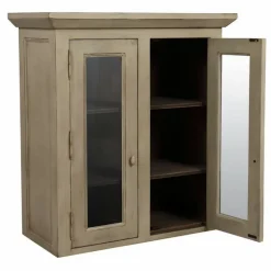 INTERIOR'S - Haut de buffet 2 portes vitrées bois beige - brocante interior's