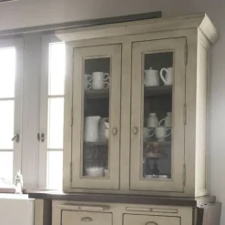 INTERIOR'S - Haut de buffet 2 portes vitrées bois beige - brocante interior's