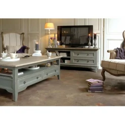 INTERIOR'S - Meuble tv 2 tiroirs bois gris - esquisse interior's