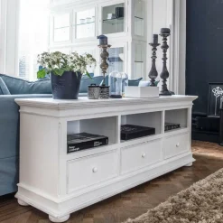 INTERIOR'S - Meuble tv avec 3 rangements mdf blanc - harmonie interior's