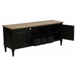 INTERIOR'S - Meuble tv avec rangements bois noir - manoir interior's