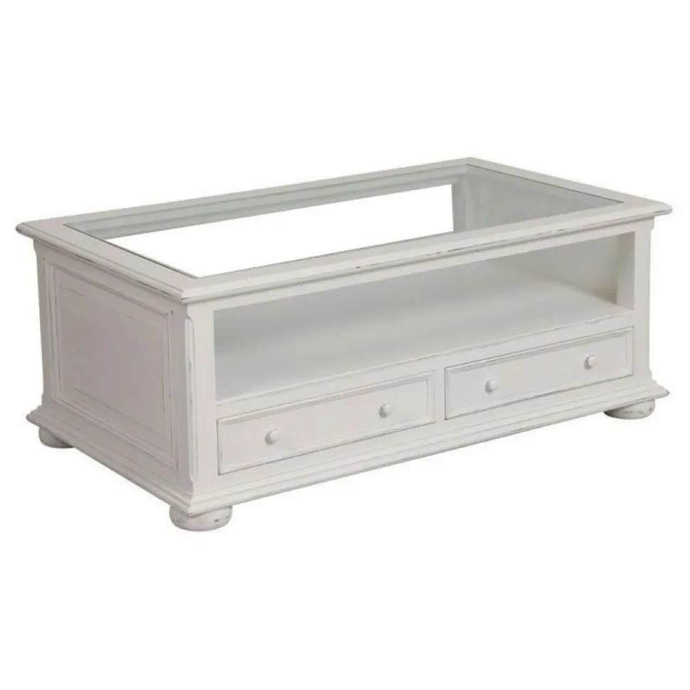 INTERIOR'S - Table basse rectangulaire plateau en verre mdf blanc - harmonie interior's