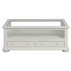 INTERIOR'S - Table basse rectangulaire plateau en verre mdf blanc - harmonie interior's
