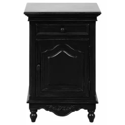 INTERIOR'S - Table de chevet 1 porte charnière à droite mdf noir - romance interior's