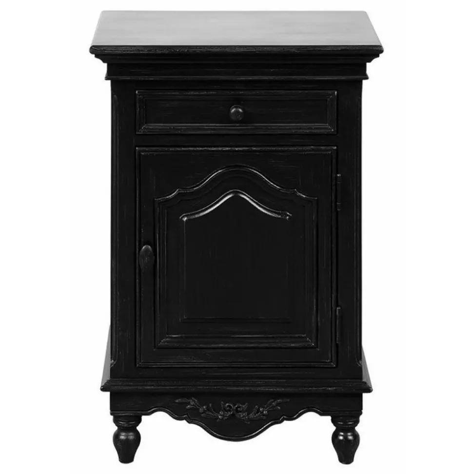 INTERIOR'S - Table de chevet 1 porte charnière à droite mdf noir - romance interior's