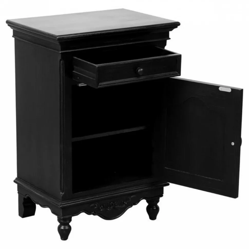 INTERIOR'S - Table de chevet 1 porte charnière à droite mdf noir - romance interior's