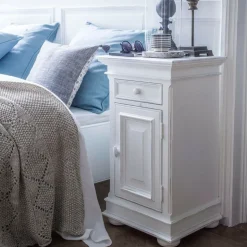 INTERIOR'S - Table de chevet 1 tiroir 1 porte charnières à droite mdf blanc - harmonie interior's