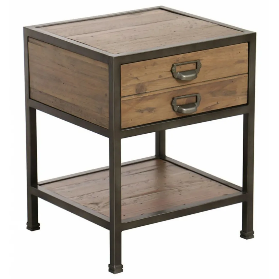 INTERIOR'S - Table de chevet 1 tiroir bois marron - manufacture interior's