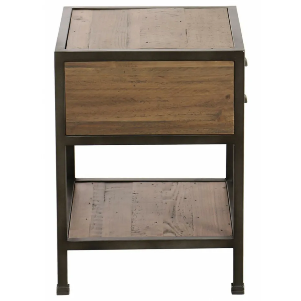 INTERIOR'S - Table de chevet 1 tiroir bois marron - manufacture interior's