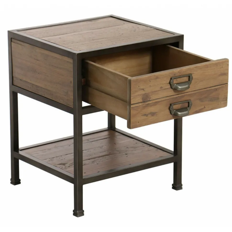 INTERIOR'S - Table de chevet 1 tiroir bois marron - manufacture interior's