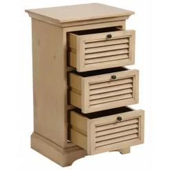 INTERIOR'S - Table de chevet 3 tiroirs bois marron - vénitiennes interior's