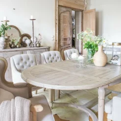 INTERIOR'S - Table ovale extensible 10/14 personnes bois marron - chenonceau interior's