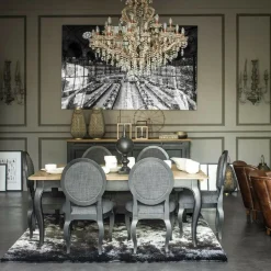 INTERIOR'S - Table rectangulaire extensible pour 12 à 14 pers bois noir - manoir interior's