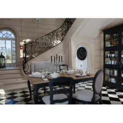 INTERIOR'S - Table rectangulaire extensible pour 12 à 14 pers bois noir - manoir interior's