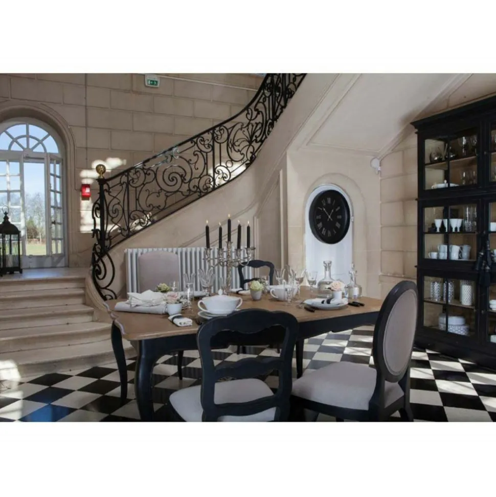 INTERIOR'S - Table rectangulaire extensible pour 12 à 14 pers bois noir - manoir interior's