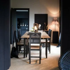 INTERIOR'S - Table rectangulaire extensible 10 personnes bois noir - esquisse interior's