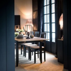 INTERIOR'S - Table rectangulaire extensible 10 personnes bois noir - esquisse interior's