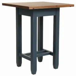 INTERIOR'S - Table repas haute carrée bois bleu - brocante interior's