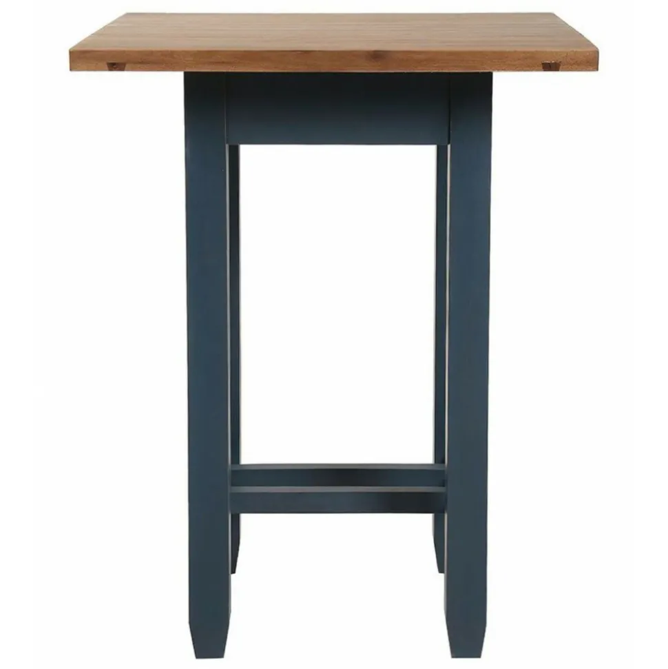 INTERIOR'S - Table repas haute carrée bois bleu - brocante interior's