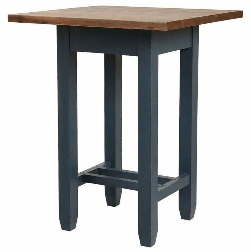 INTERIOR'S - Table repas haute carrée bois bleu - brocante interior's