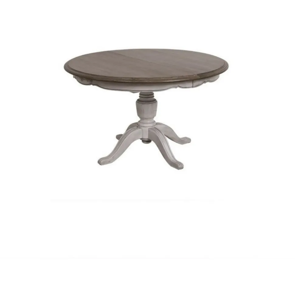 INTERIOR'S - Table ronde extensible pied central bois gris - château interior's