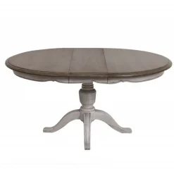 INTERIOR'S - Table ronde extensible pied central bois gris - château interior's