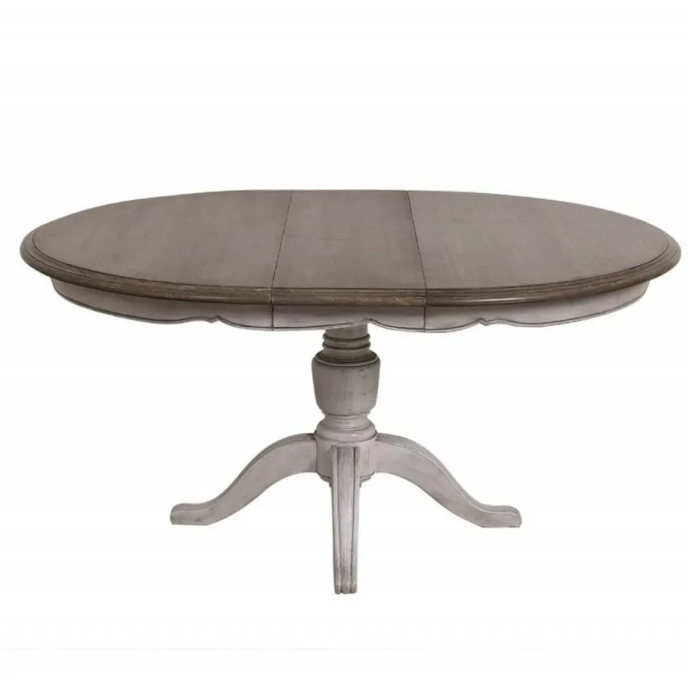 INTERIOR'S - Table ronde extensible pied central bois gris - château interior's